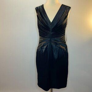 London Times Elegant Black V-Neck Mini Dress